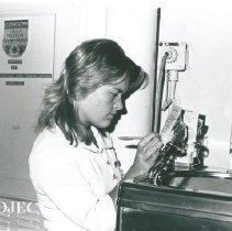 Andrea Stevens, Medical Technologist working in the Blood Bank on SS HOPE.